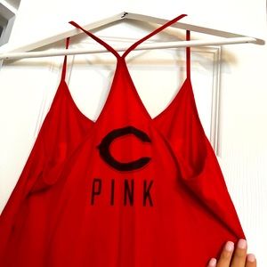 Cincinnati Reds “Batter Up Party Down” flow baseball tank top.